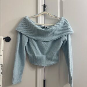 Baby blue off the shoulder sweater